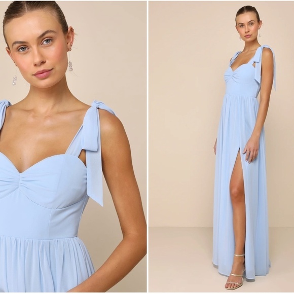 LULU's Prom Wedding Bridesmaid Flowy Romantic Special Event Maxi Dress - Picture 2 of 3